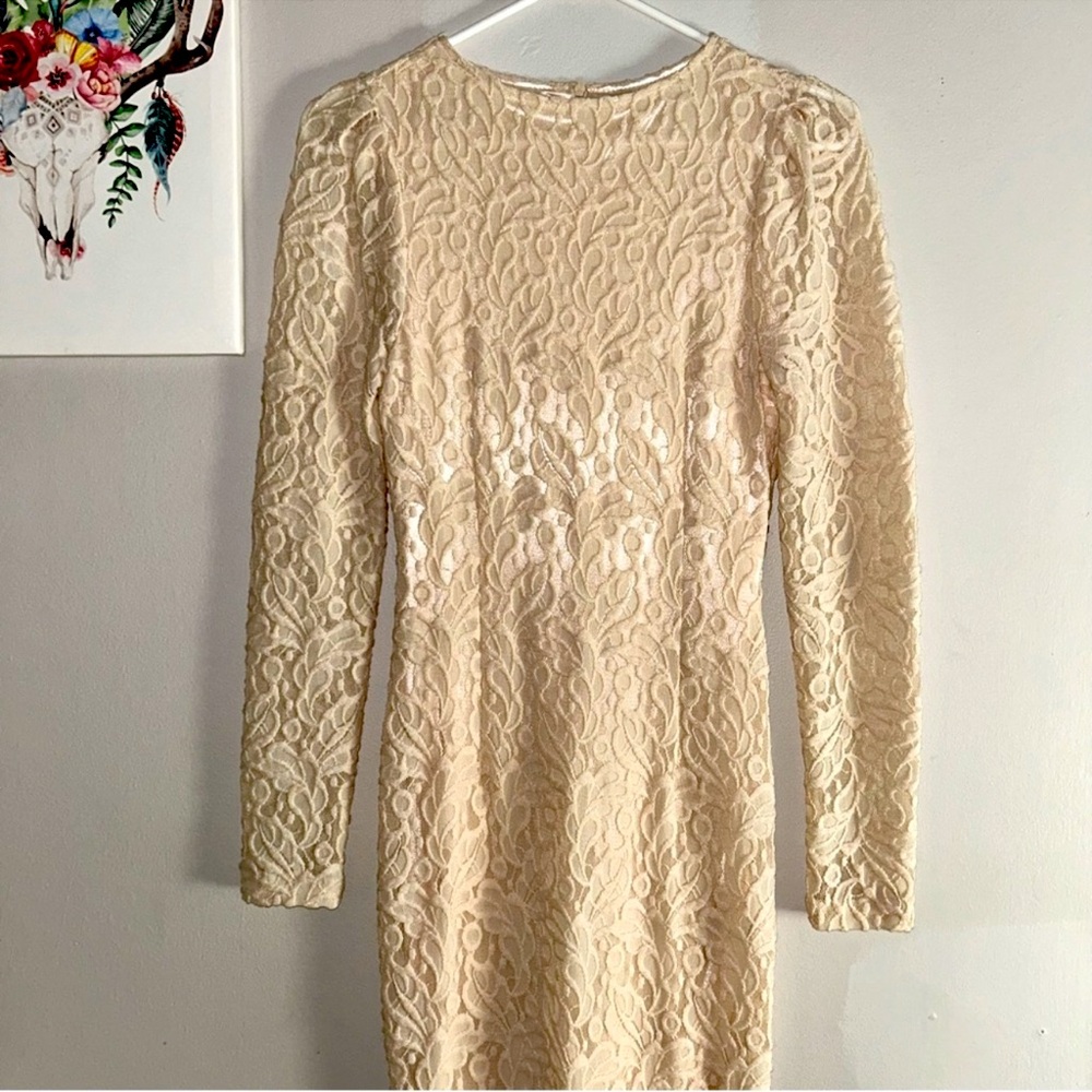 Lace Ivory Bodycon Long Sleeve Dress
Sz Small